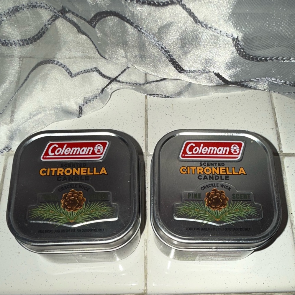 Set of 2 Coleman Pine Scented Citronella Bug Control Candles